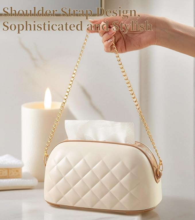 Creativity Acrylic Tissue Box Holder,Light Luxury Simple Style with Gold Decor