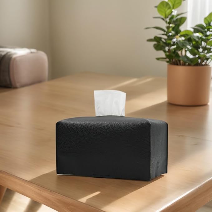 Rectangular PU Leather Tissue Box Holder Case