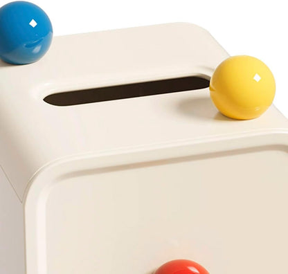 1PC Cream Style Tissue Box with Lid and Colourful Balls