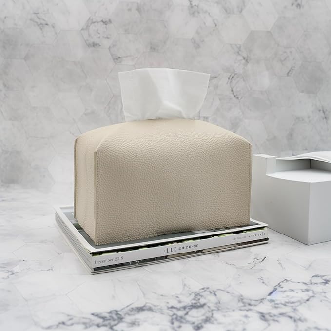 Rectangular PU Leather Tissue Box Holder Case