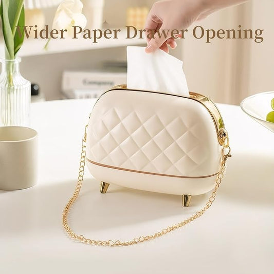 Creativity Acrylic Tissue Box Holder,Light Luxury Simple Style with Gold Decor