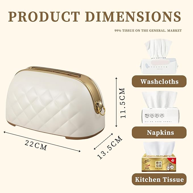Creativity Acrylic Tissue Box Holder,Light Luxury Simple Style with Gold Decor