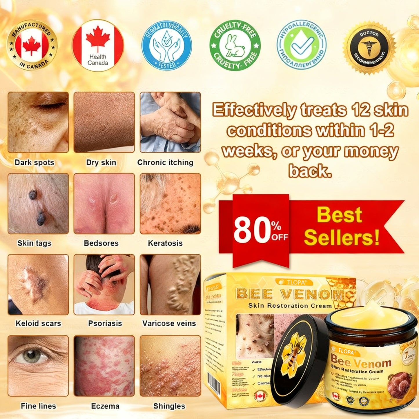 🍅Made and Shipped from Canada 💯TLOPA® Bee Venom Skin Restoration Cream⏳ LAST DAY 80% OFF⚡
