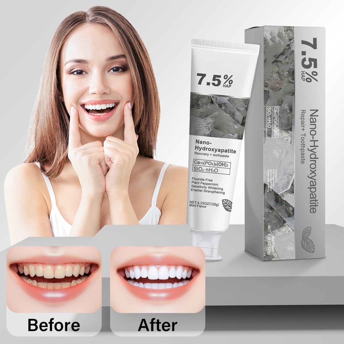 💎🔥 Final Day 75% OFF 🔥- Official Store💎 Fluoride-Free Hydroxyapatite Toothpaste