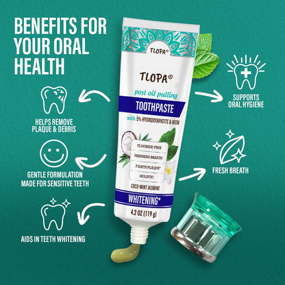 TLOPA® Coconut Mint Fluoride-Free Hydroxyapatite Whitening Toothpaste